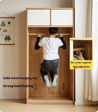 Solid Rubberwood Modern Kids Sliding Door Wardrobe