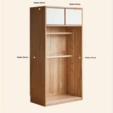 Solid Rubberwood Modern Kids Sliding Door Wardrobe