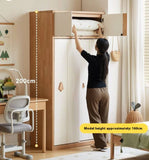 Solid Rubberwood Modern Kids Sliding Door Wardrobe
