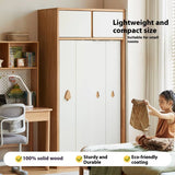 Solid Rubberwood Modern Kids Sliding Door Wardrobe