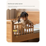 Beech solid wood children's bed with guardrail spliced bed<