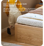 Rubberwood, Oak Solid Wood Children's Box Platform Bed, Headboard-Free Bed