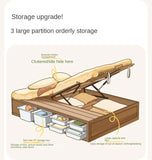 Rubberwood, Oak Solid Wood Children's Box Platform Bed, Headboard-Free Bed