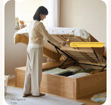 Rubberwood, Oak Solid Wood Children's Box Platform Bed, Headboard-Free Bed