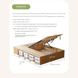 Rubberwood, Oak Solid Wood Children's Box Platform Bed, Headboard-Free Bed