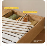 Rubberwood, Oak Solid Wood Children's Box Platform Bed, Headboard-Free Bed