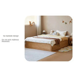 Rubberwood, Oak Solid Wood Children's Box Platform Bed, Headboard-Free Bed