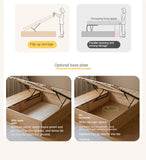 Rubberwood, Oak Solid Wood Children's Box Platform Bed, Headboard-Free Bed