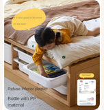Rubberwood, Oak Solid Wood Children's Box Platform Bed, Headboard-Free Bed