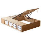 Rubberwood, Oak Solid Wood Children's Box Platform Bed, Headboard-Free Bed