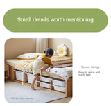 Rubberwood, Oak Solid Wood Children's Box Platform Bed, Headboard-Free Bed