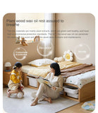 Rubberwood, Oak Solid Wood Children's Box Platform Bed, Headboard-Free Bed