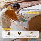 Rubberwood, Oak Solid Wood Children's Box Platform Bed, Headboard-Free Bed