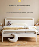 Rubber wood, Poplar Solid Wood Children's Bed Cream Soft Bag Headboard<