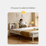 Rubber wood, Poplar Solid Wood Children's Bed Cream Soft Bag Headboard<