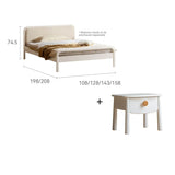 Rubber wood, Poplar Solid Wood Children's Bed Cream Soft Bag Headboard<