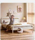 Rubber wood, Poplar Solid Wood Children's Bed Cream Soft Bag Headboard<