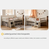 Oak solid wood single with guardrail bed