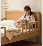 Beech Solid Wood Children's Bed for Boys and Girls Spliced Bed with Guardrail<