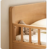 Beech Solid Wood Children's Bed for Boys and Girls Spliced Bed with Guardrail<