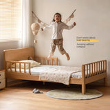 Beech Solid Wood Children's Bed for Boys and Girls Spliced Bed with Guardrail<