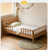 Beech Solid Wood Children's Bed for Boys and Girls Spliced Bed with Guardrail<