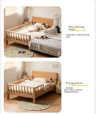 Beech Solid Wood Children's Bed for Boys and Girls Spliced Bed with Guardrail<