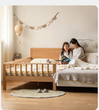 Beech Solid Wood Children's Bed for Boys and Girls Spliced Bed with Guardrail<