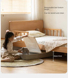 Beech Solid Wood Children's Bed for Boys and Girls Spliced Bed with Guardrail<