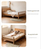 Beech Solid Wood Children's Bed for Boys and Girls Spliced Bed with Guardrail<