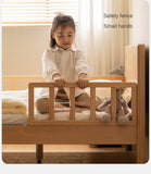 Beech Solid Wood Children's Bed for Boys and Girls Spliced Bed with Guardrail<