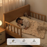 Beech Solid Wood Children's Bed for Boys and Girls Spliced Bed with Guardrail<