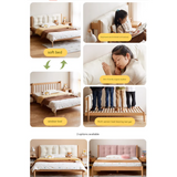 Beech Solid Wood Children's bed with organic leather<