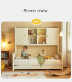 Poplar Solid Wood Children's Storage White Single Bed.