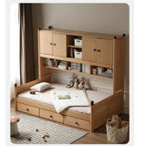 Oak solid wood Multi-function bed with storage