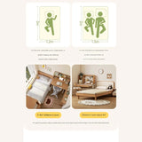 Rubber Solid Wood Cream Style Single Bed.