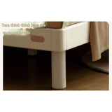 Rubber Solid Wood Cream Style Single Bed.