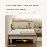 Rubber Solid Wood Cream Style Single Bed.