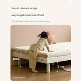 Rubber Solid Wood Cream Style Single Bed.