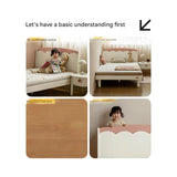 Rubber Solid Wood Cream Style Single Bed.
