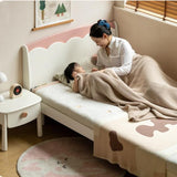 Rubber Solid Wood Cream Style Single Bed.
