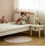 Rubber Solid Wood Cream Style Single Bed.