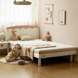 Rubber Solid Wood Cream Style Single Bed.