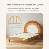 Beech Solid Wood Children's Rainbow Montessori Platform Bed.