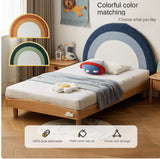Beech Solid Wood Children's Rainbow Montessori Platform Bed.