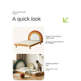 Beech Solid Wood Children's Rainbow Montessori Platform Bed.