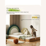 Beech Solid Wood Children's Rainbow Montessori Platform Bed.