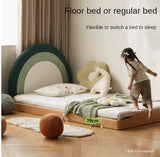 Beech Solid Wood Children's Rainbow Montessori Platform Bed.