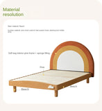 Beech Solid Wood Children's Rainbow Montessori Platform Bed.