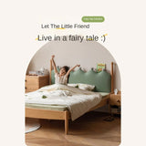 Beech Solid Wood with organic leather Modern Children's Girl Princess Bed<